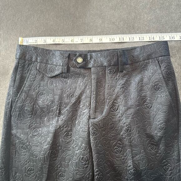 Men’s Black Floral Suit Tuxedo 3 Piece Shawl Lapel Size 34 Jacket 31 Pants NWT - Picture 11 of 15